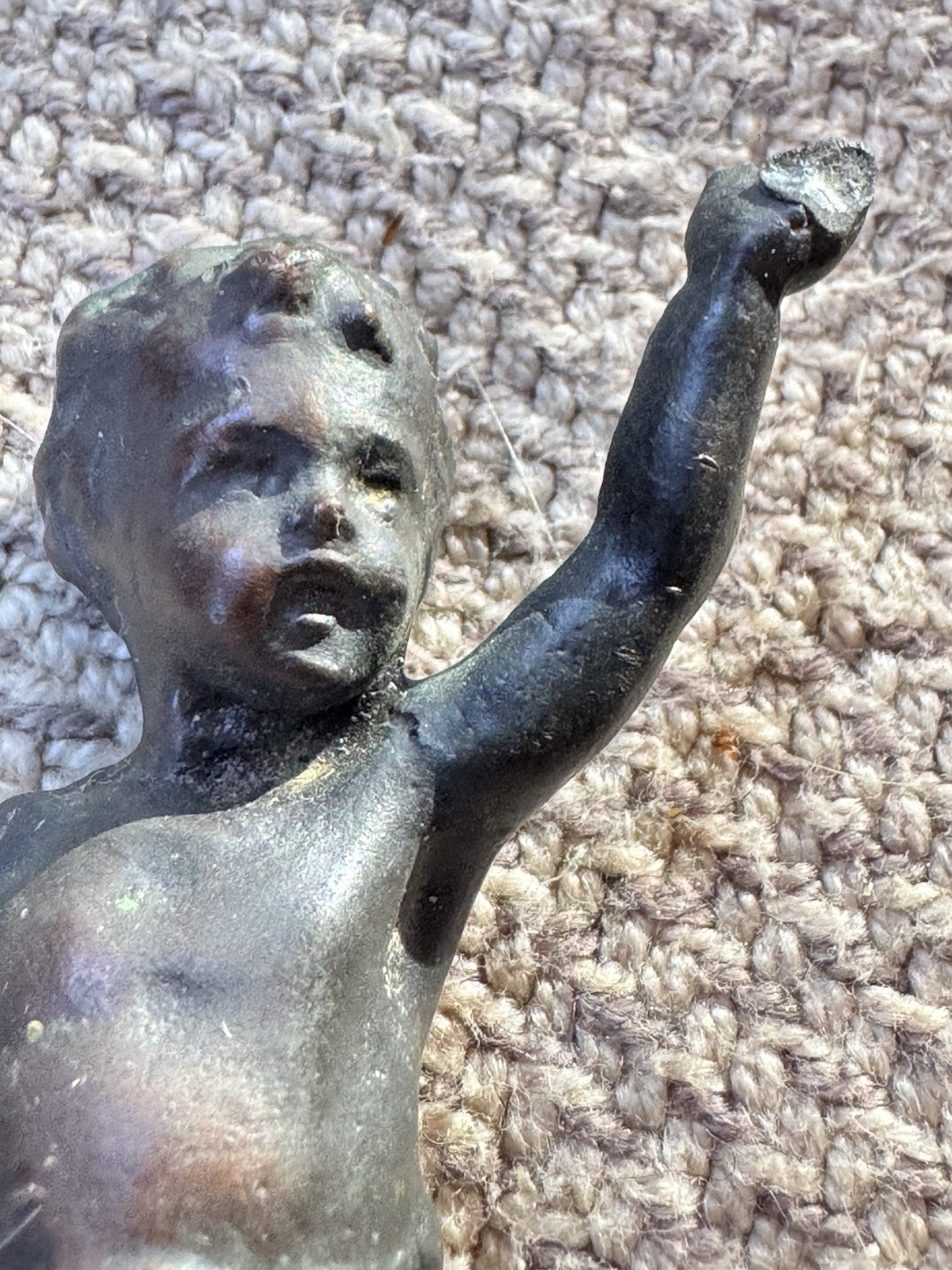 Antique Solid Bronze 3.5” Boy Cherub Figurine