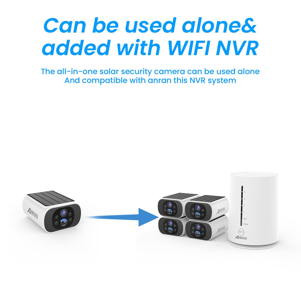 ANRAN CCTV Security Camera System 4MP Wireless Solar Panel Color Night Vision