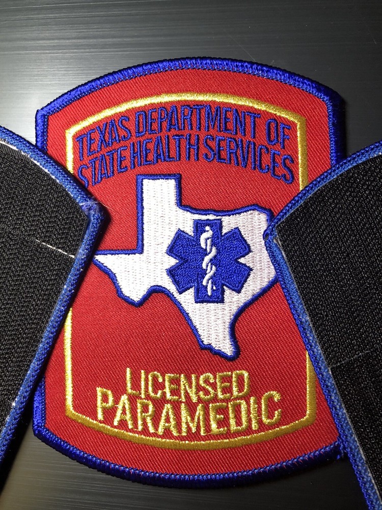 Texas Licensed Paramedic Patch Genuine 3M Hook Applied Shoulder Size Look!