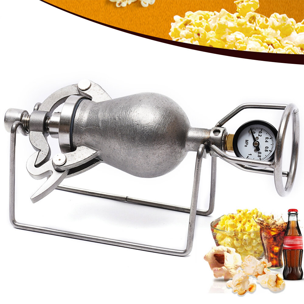 Popcorn Maker Hand-cranked Cannon Corn Popper Pop Corn Puffing Machine Stainless