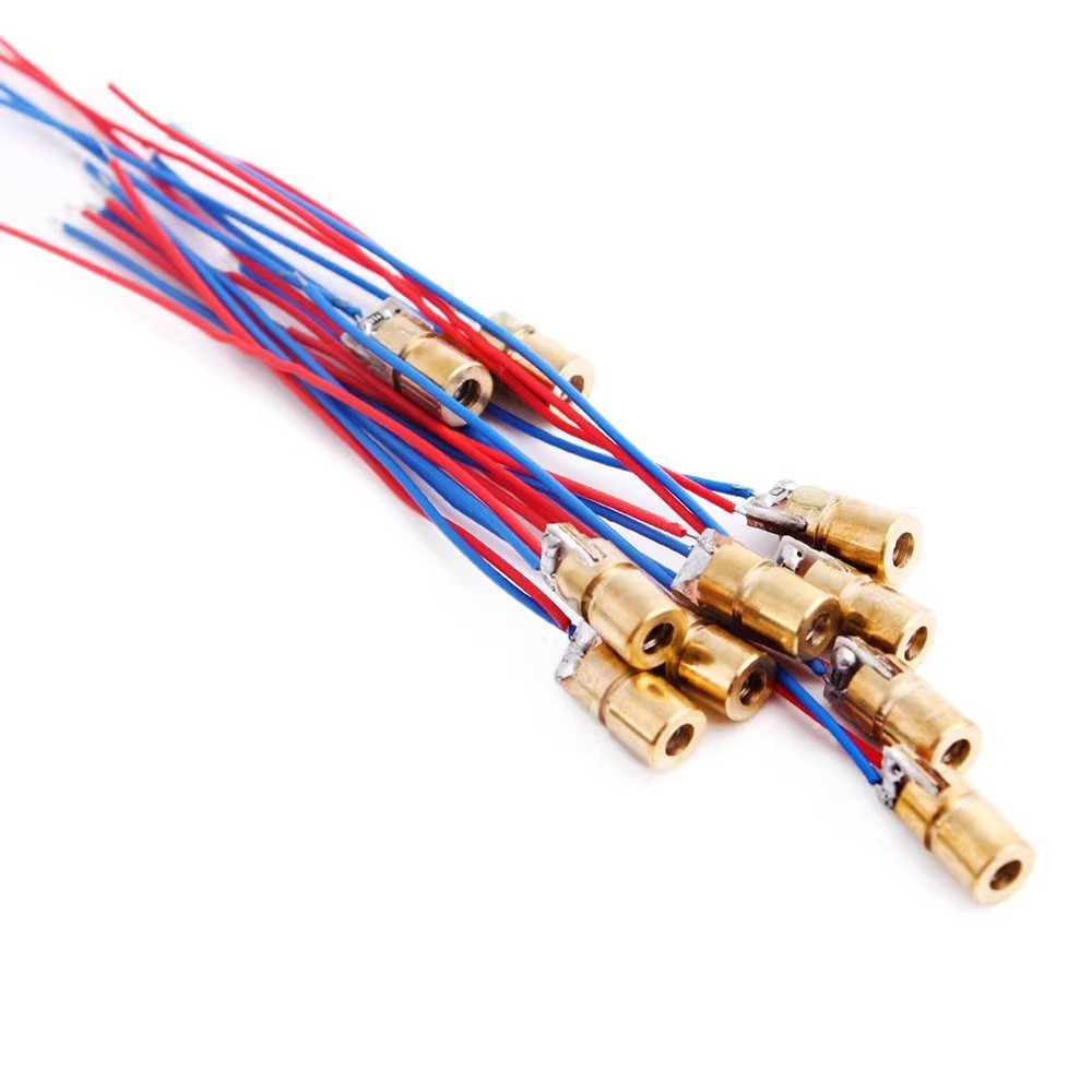 100PCS 650nm 6mm 3V 5mW Laser Dot Diode Module Red Copper Head Mini pointer ]