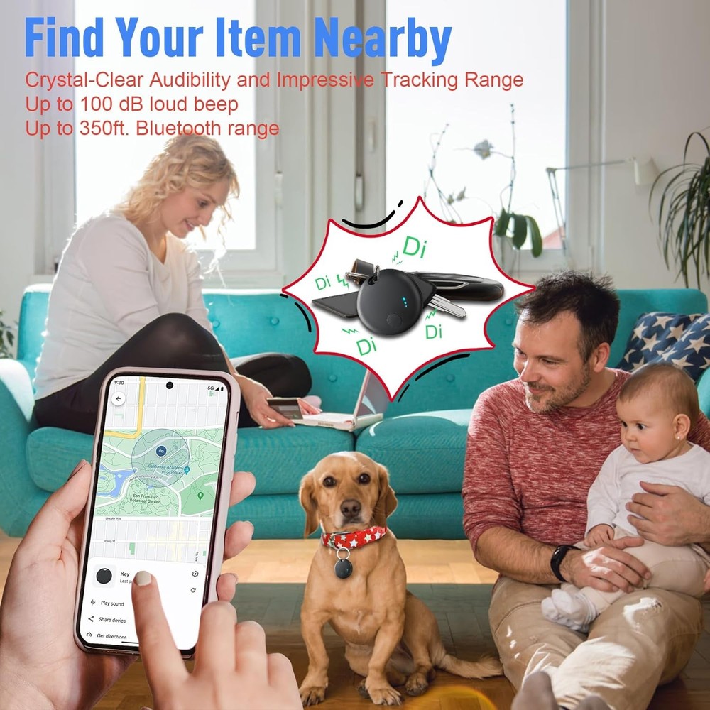 Bluetooth Tracker for Android, 4 Pack Item Finder Work with Google Find My De...