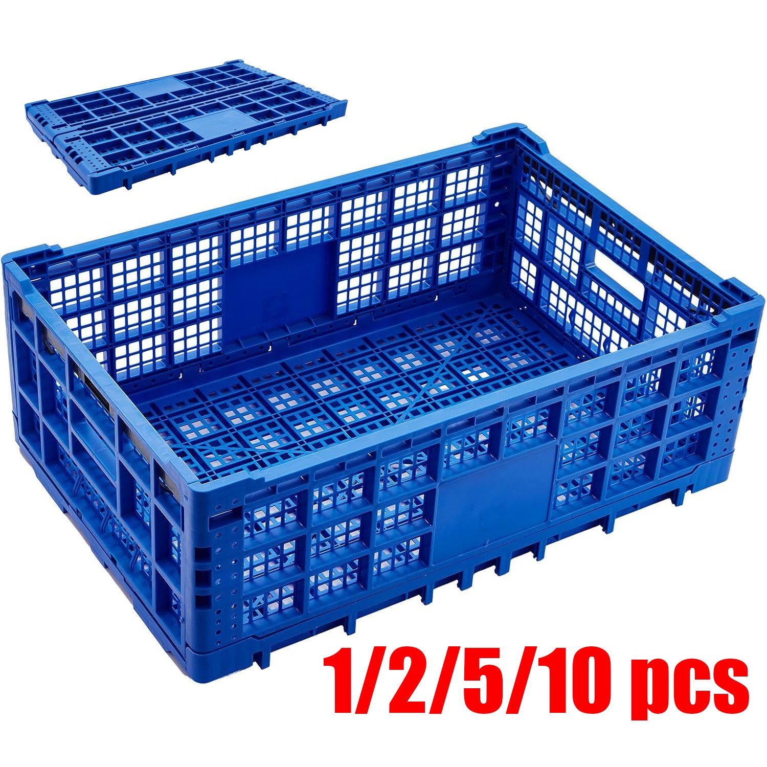 52L Collapsible Storage Baskets Bins Folding Plastic Stackable Transfer Box