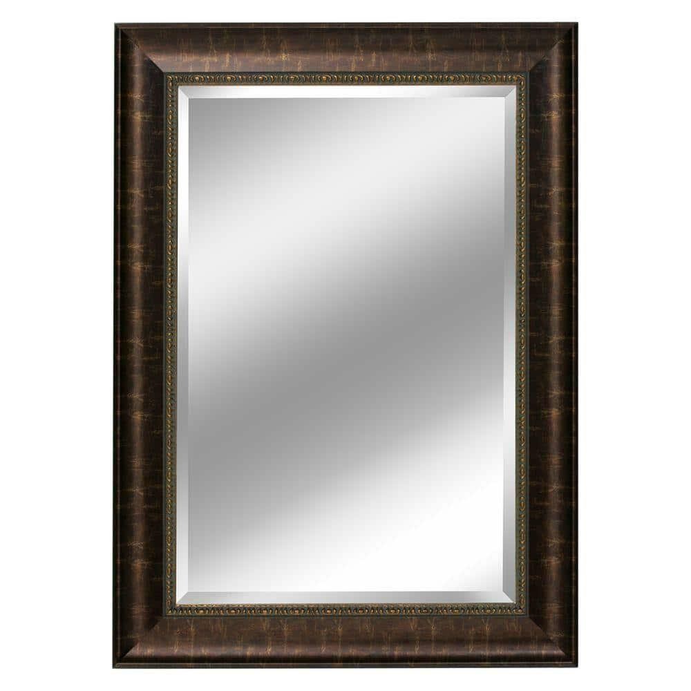 Bathroom Vanity Mirror 31 x 37 in. Framed Rectangular Beveled Edge Bronze Bath