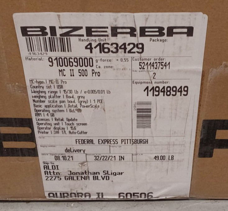 Two Replacement BIZERBA 15" Customer Display Panel Screens for XC 100/400/800