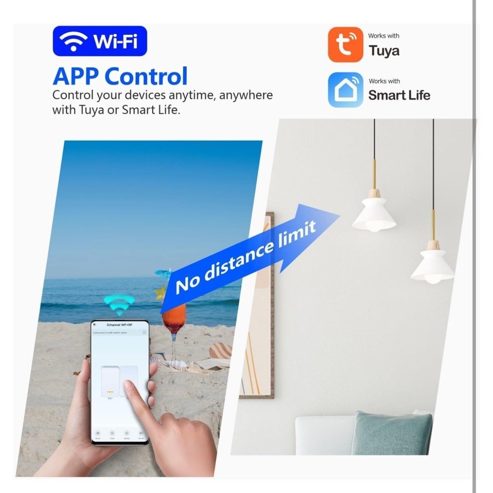 DieseRC Tuya 2 Channels WiFi Smart Switch
