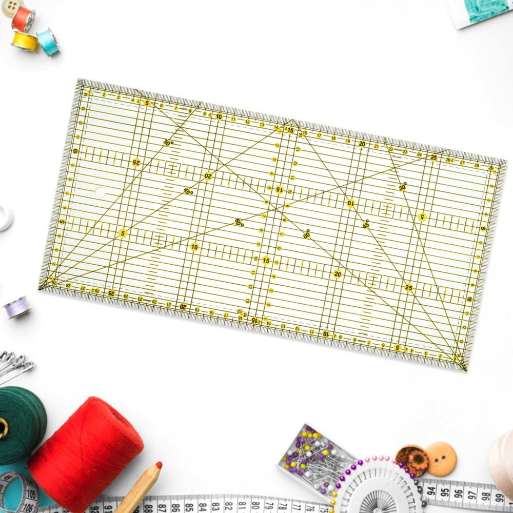 Patchwork Ruler for Quilting Projects with Non Slip Double Color Grid Lines