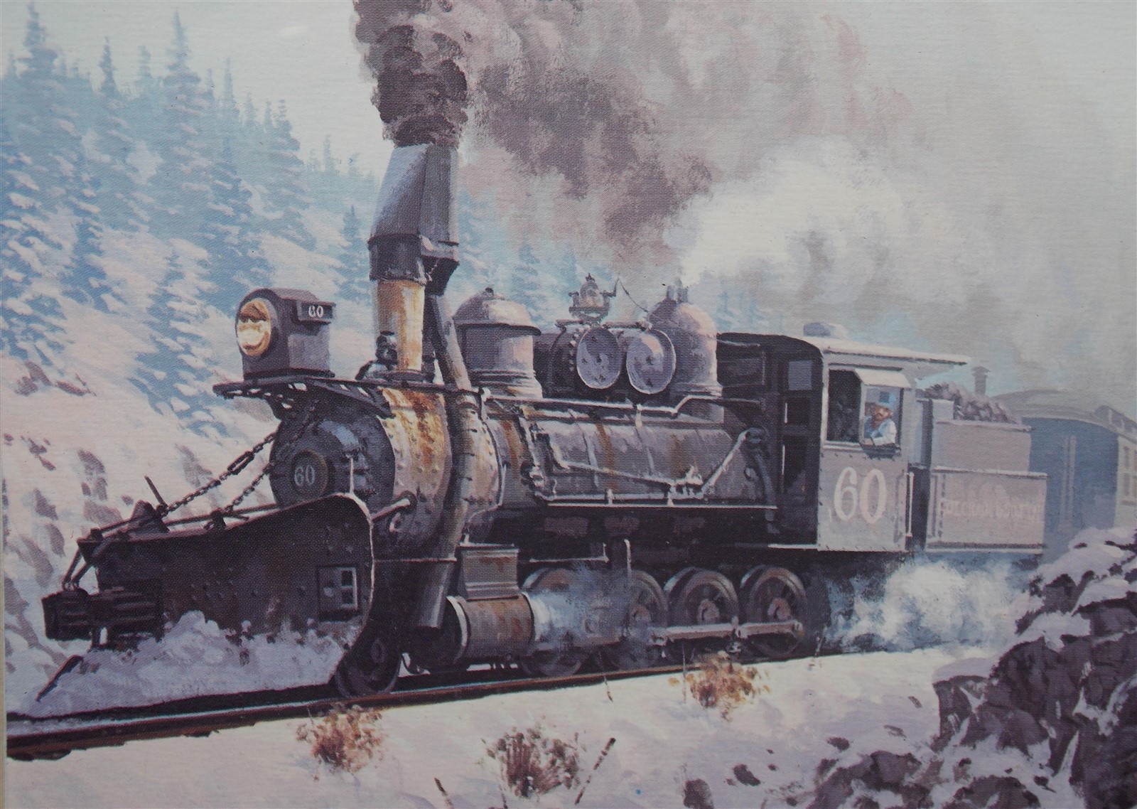 Framed & Matted Colorado & Southern Railroad Locomotive #60 Ready for Display