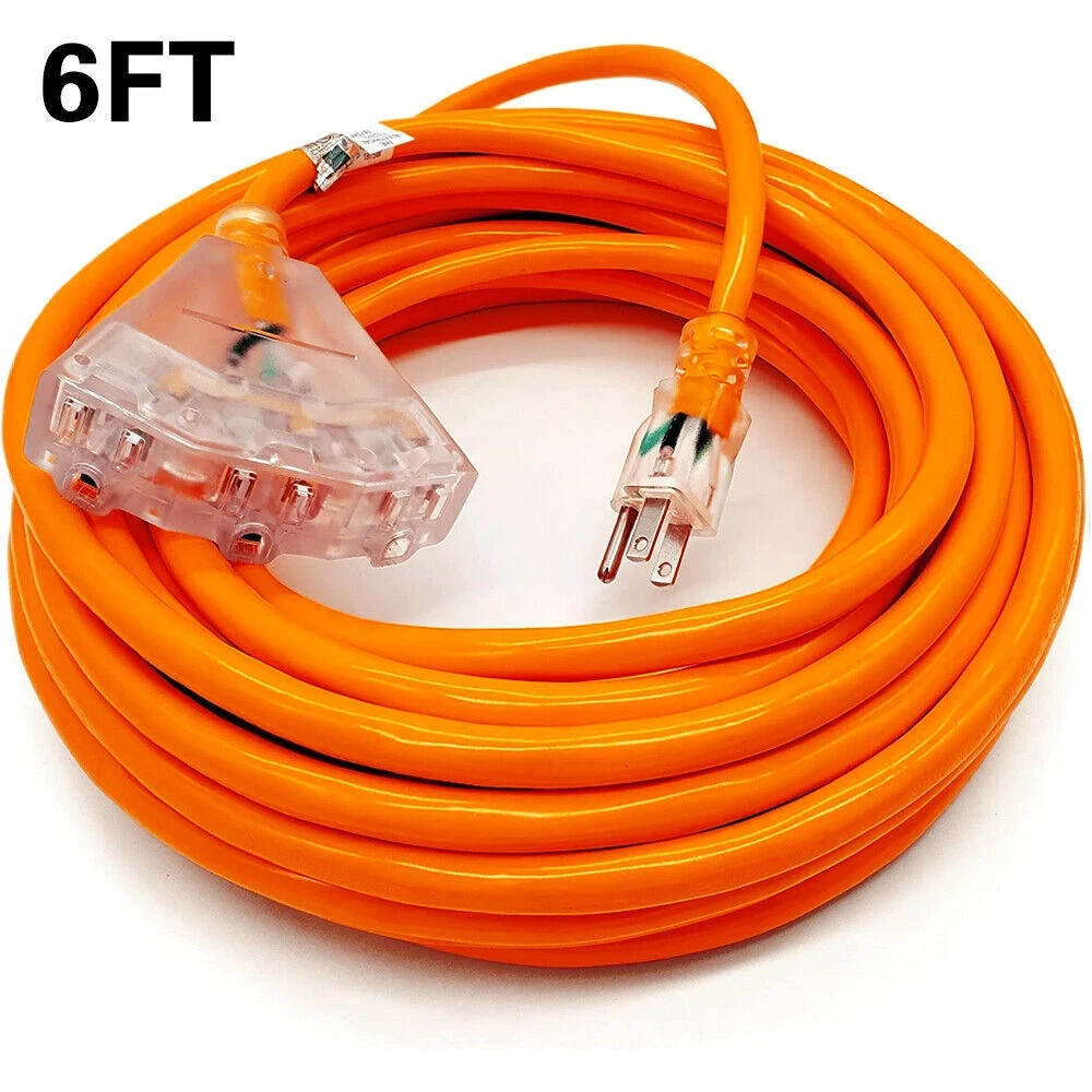 6-50FT 12/3Gauge Heavy Duty Lighted Extension Cords 3-Outlet SJTW Indoor/Outdoor