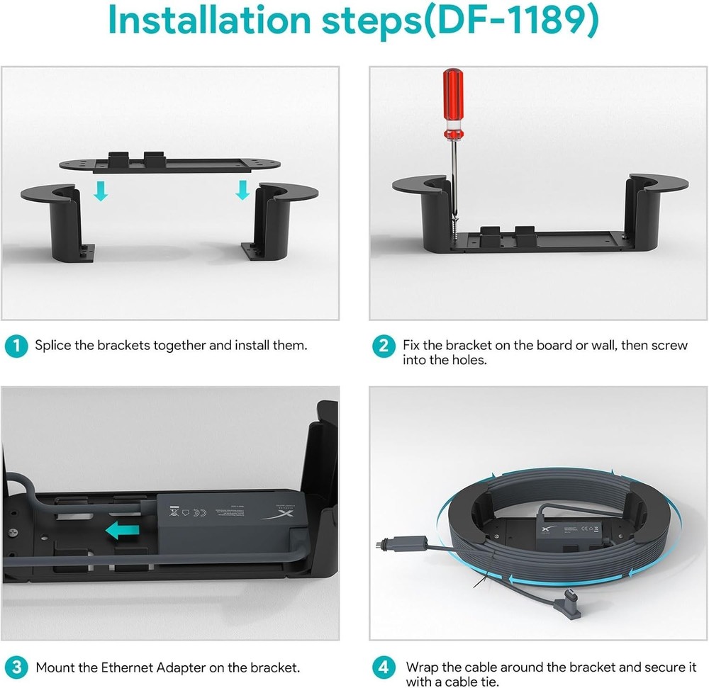 Durable Starlink Gen 3 Cable Management Solution, Wall Mountable - Black