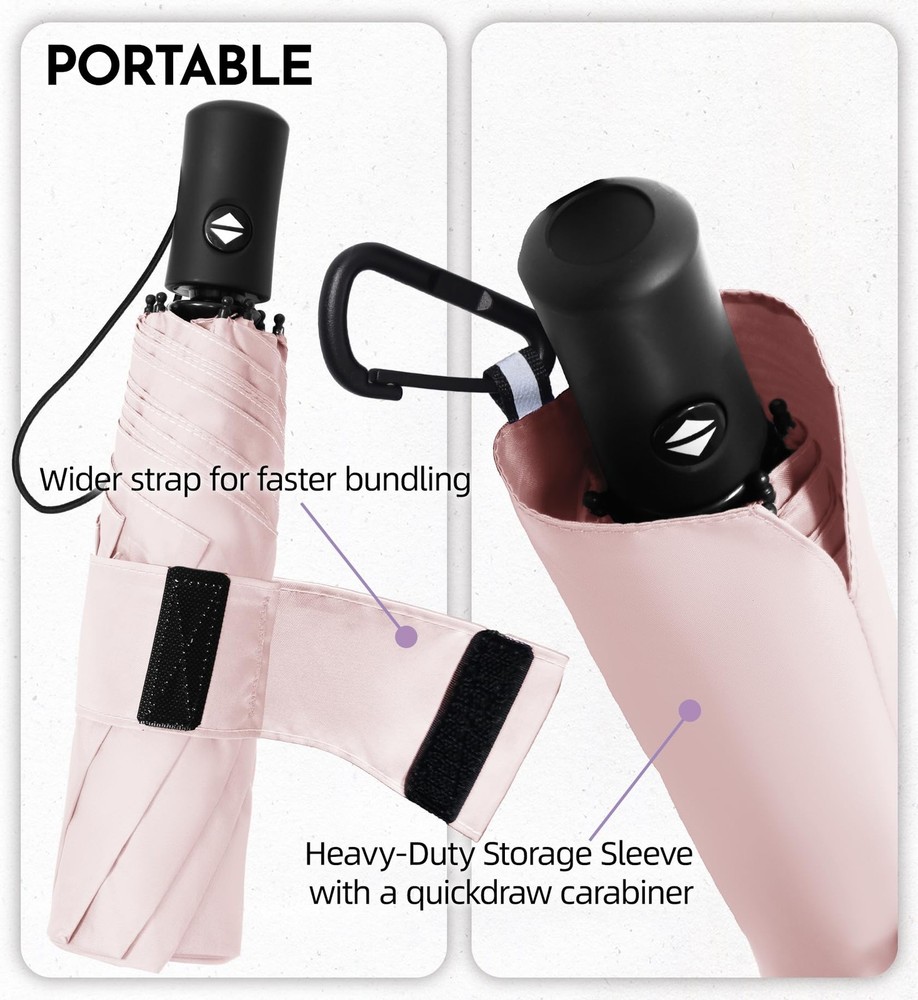 Compact Travel Windproof Umbrella, 43" Auto open/close Folding Quick Dry Umbr...