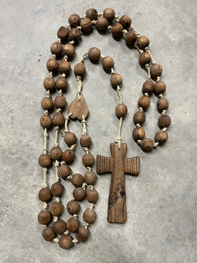 Large 67" Wooden Rosary Beads Home Decor