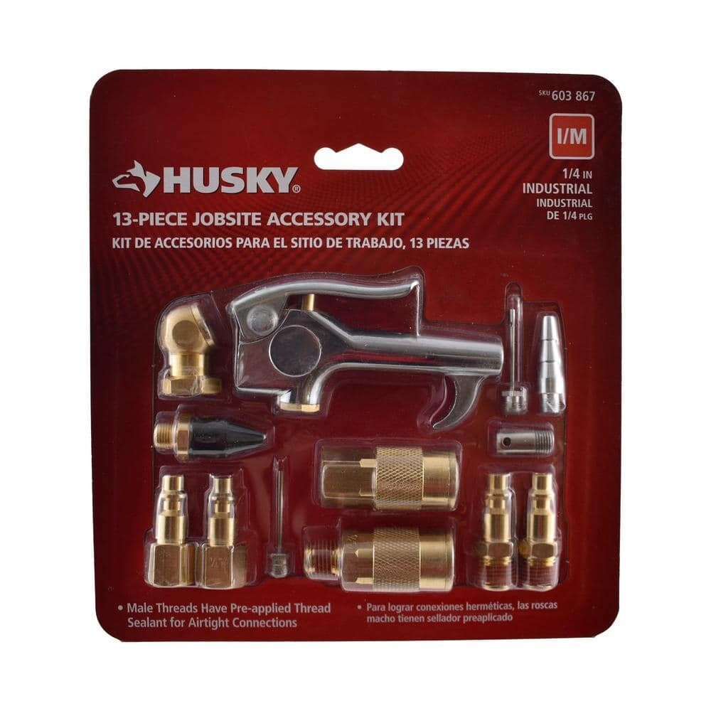 Husky 13 Piece Brass Air Compressor Accessory Kit 1/4" compressor setup