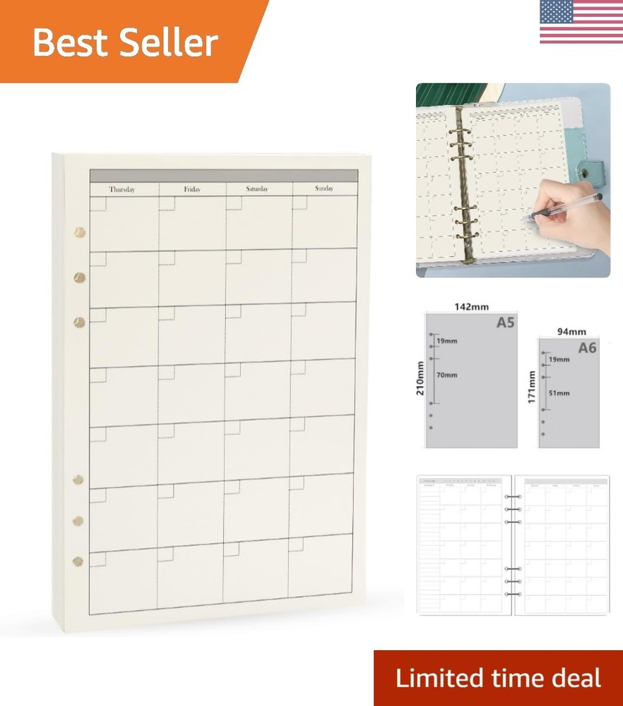 6 Ring Binder Refill, Undated A5 Planner Inserts, Monthly Planner Refill for ...