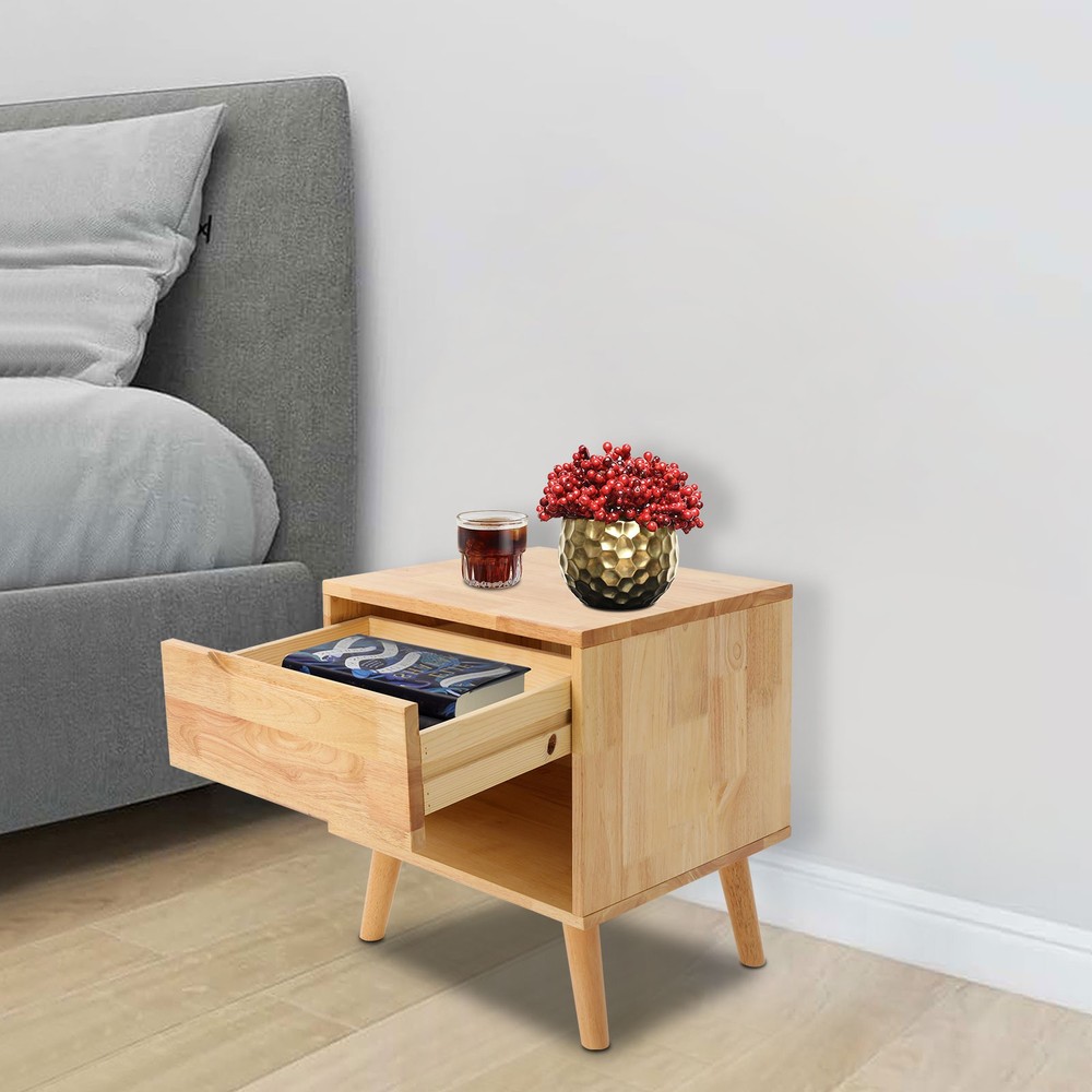 Modern Rectangular Sofa Side Table Bedside Table With Drawer Wood Color NEW/US