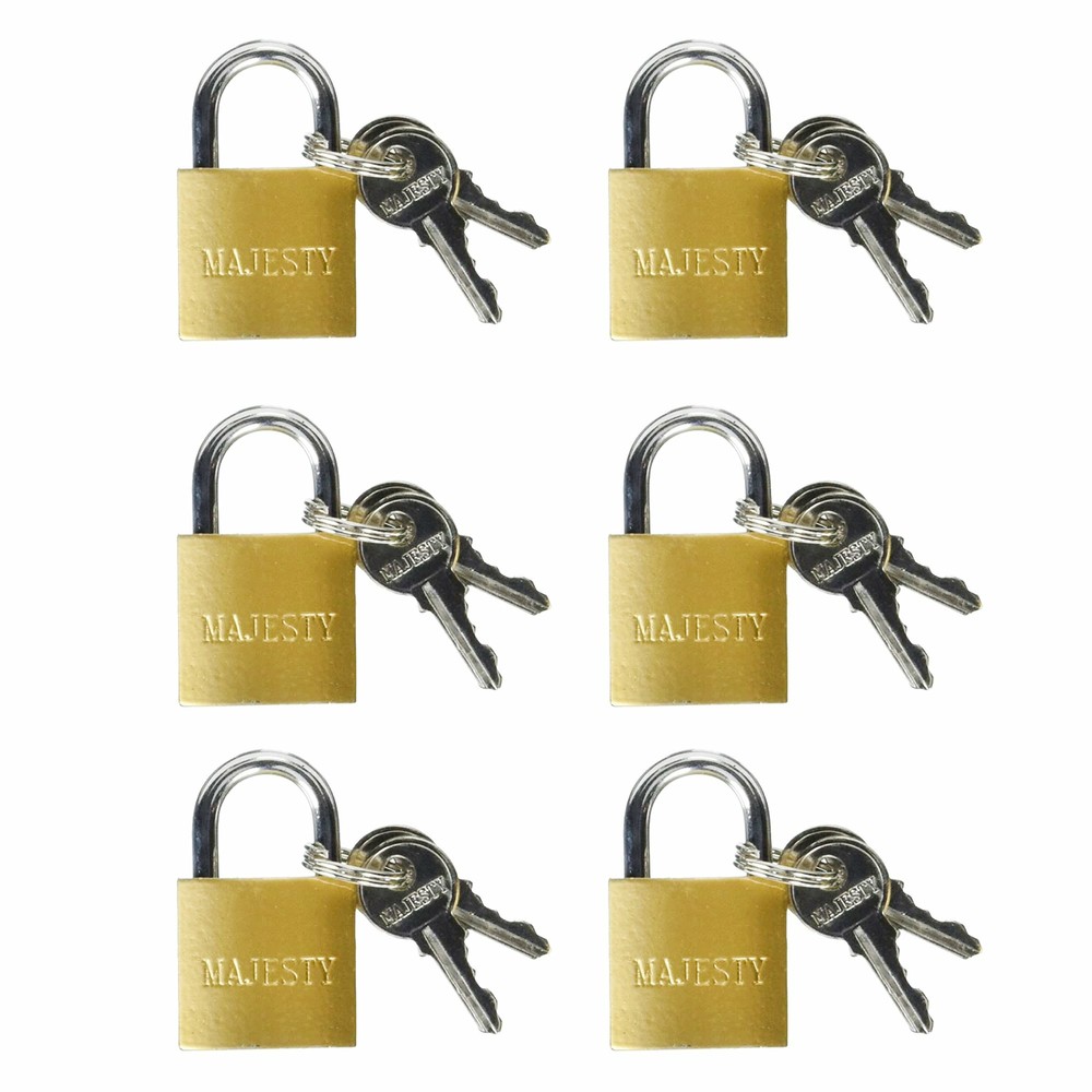 6 Pcs 25mm Solid Brass Mini Padlock Set Pad Locks w/ 2 Keys for Locker Luggage