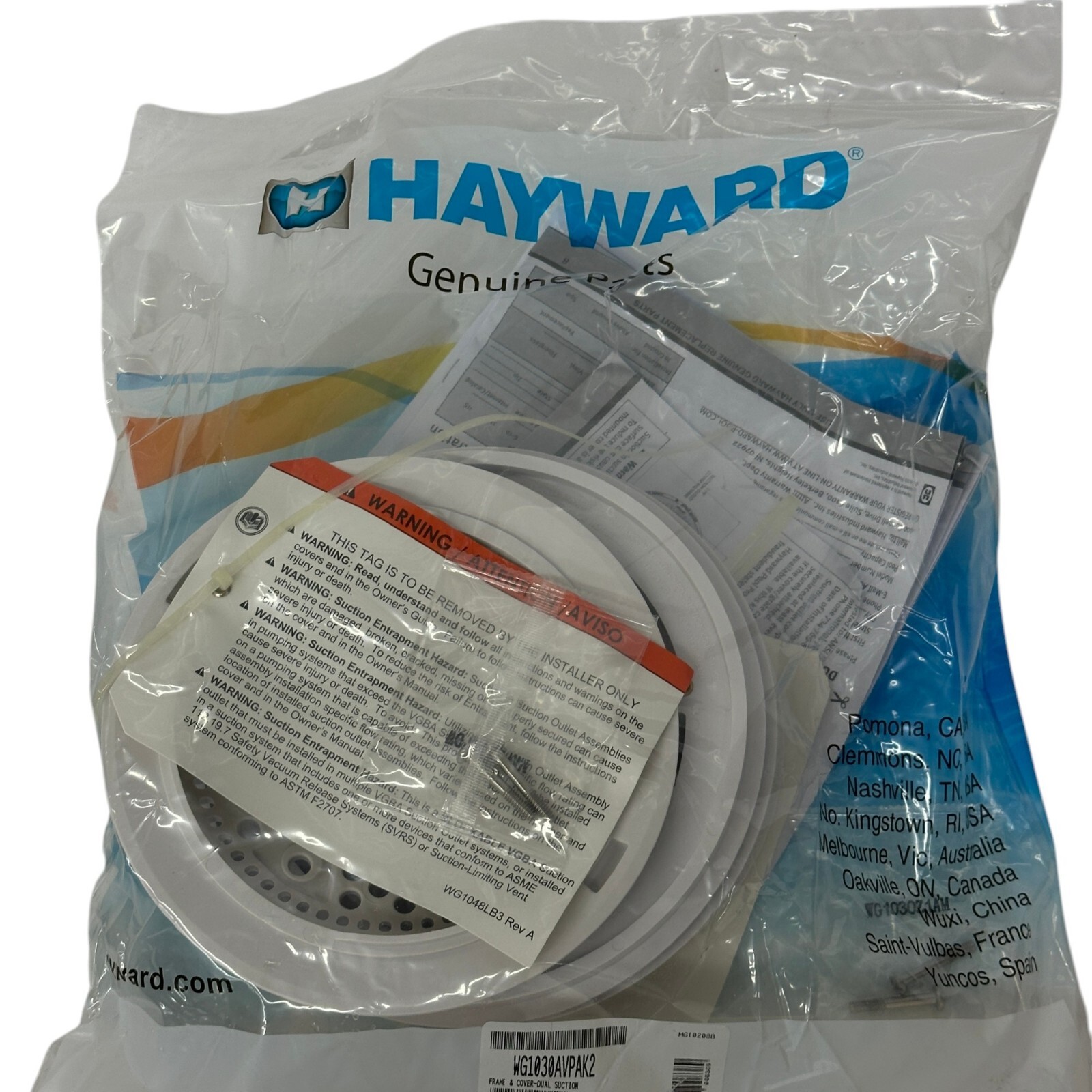 Hayward WG1030AVPAK2 Dual Submerged Suction Outlet Set and Covers Main Drains