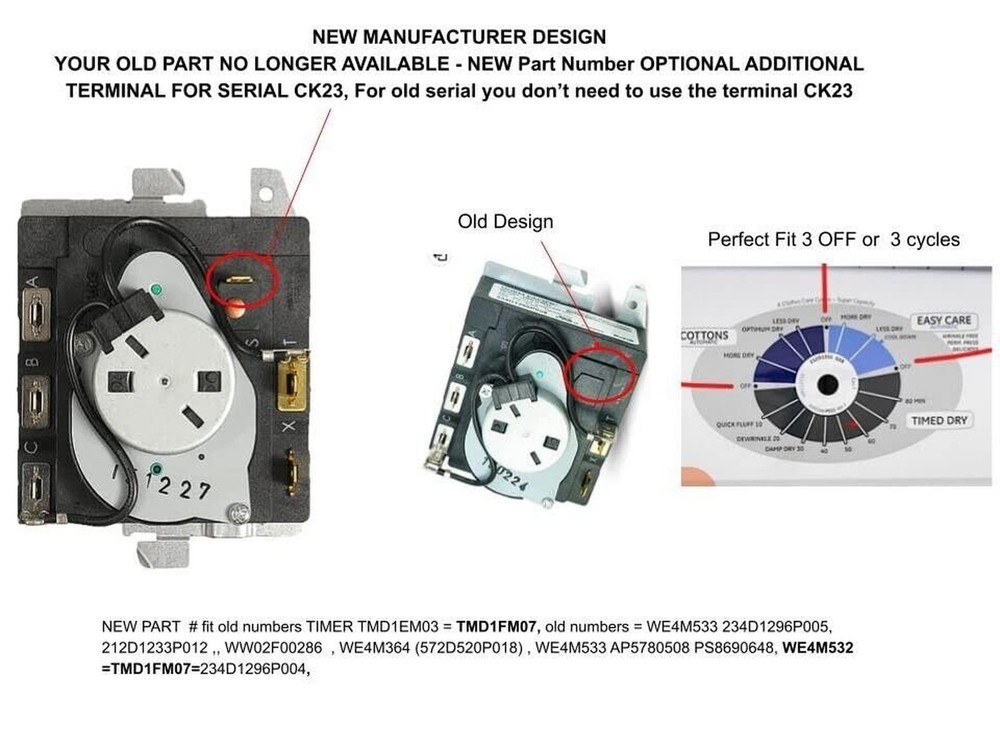 KIT TMD1EM35 DRYER TIMER Model TMD1EM35 + Knob