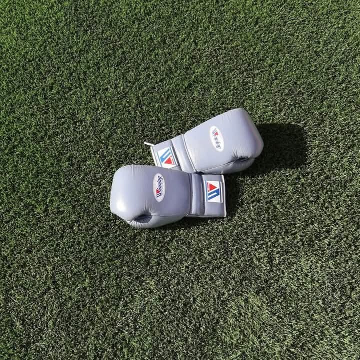 Winning MS-600 Boxing Gloves Pink & Grey Hook and Loop Training Sparring
