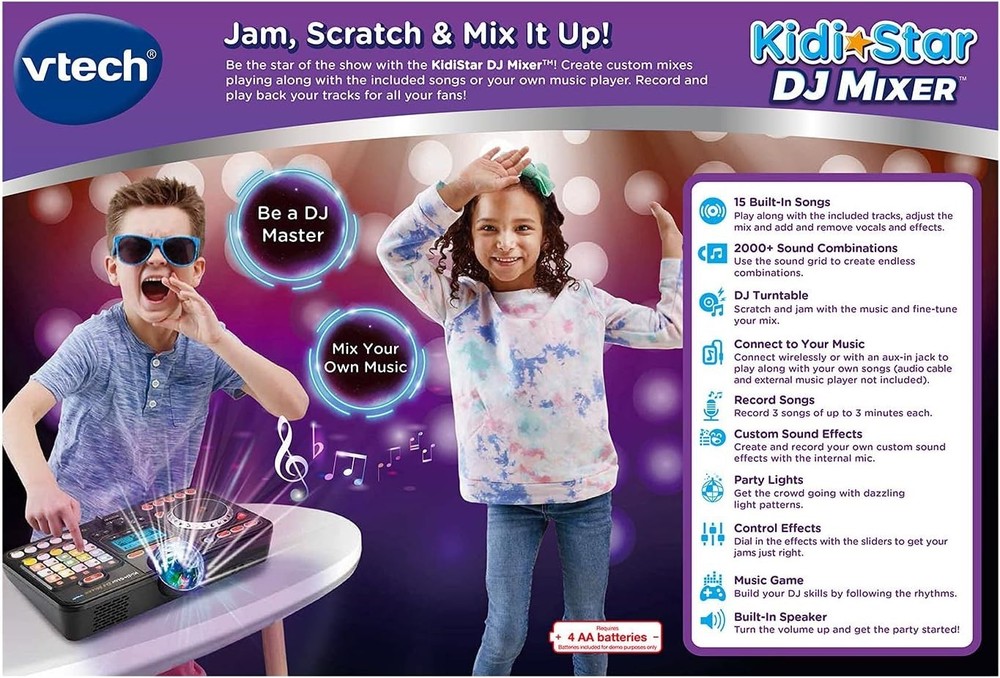 Interactive Kidi Star DJ Mixer - Bluetooth Connectivity & Fun Sound Effects