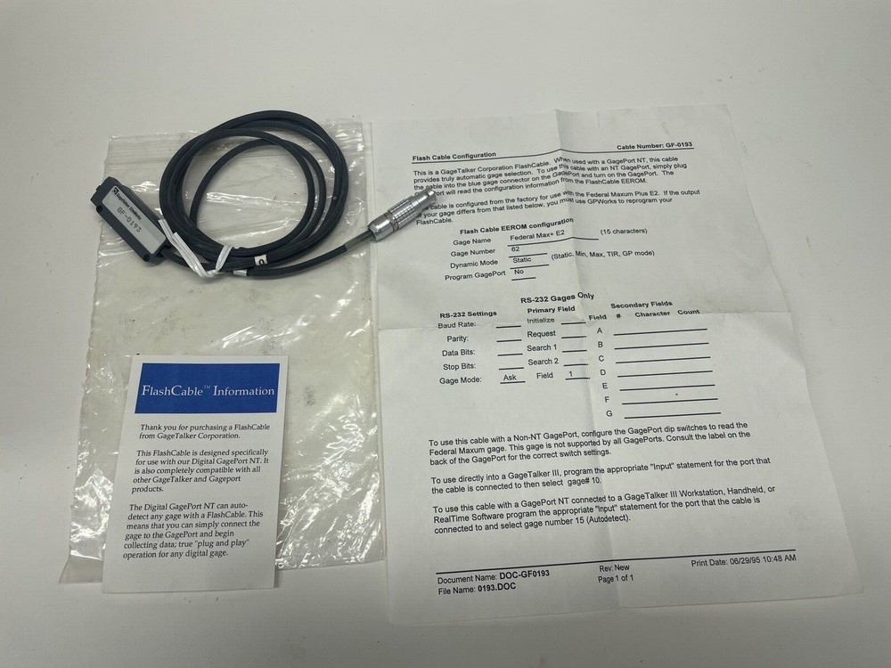 GageTalker GF-0193 Cable - New