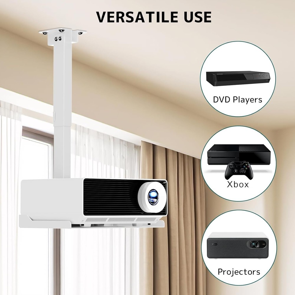 Effortless Installation Projector Ceiling Mount with Adjustable Height & Tray