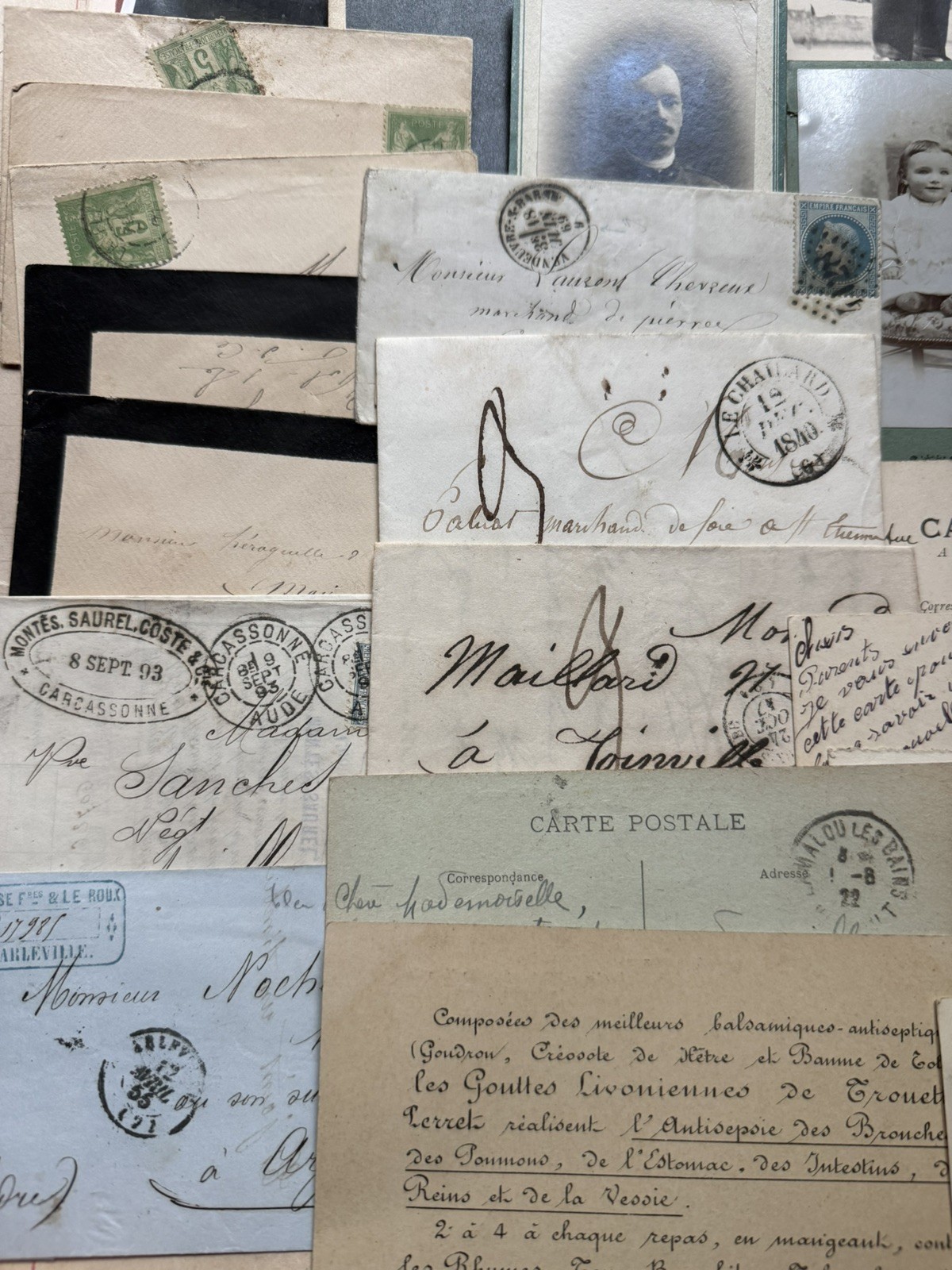 Large Lot Antique Vintage Authentic French Ephemera - Handwritten Letters Photos