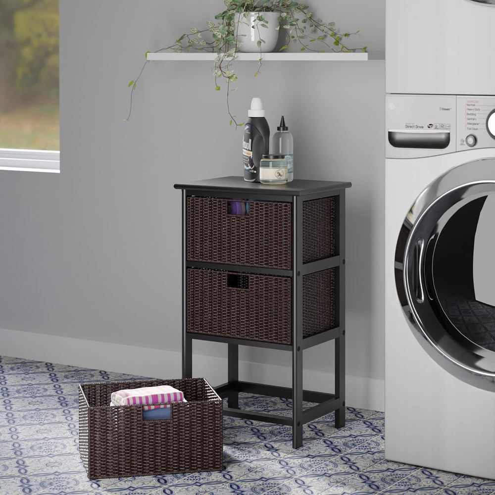 Omaha Storage Rack, 3 Storage Baskets, Black