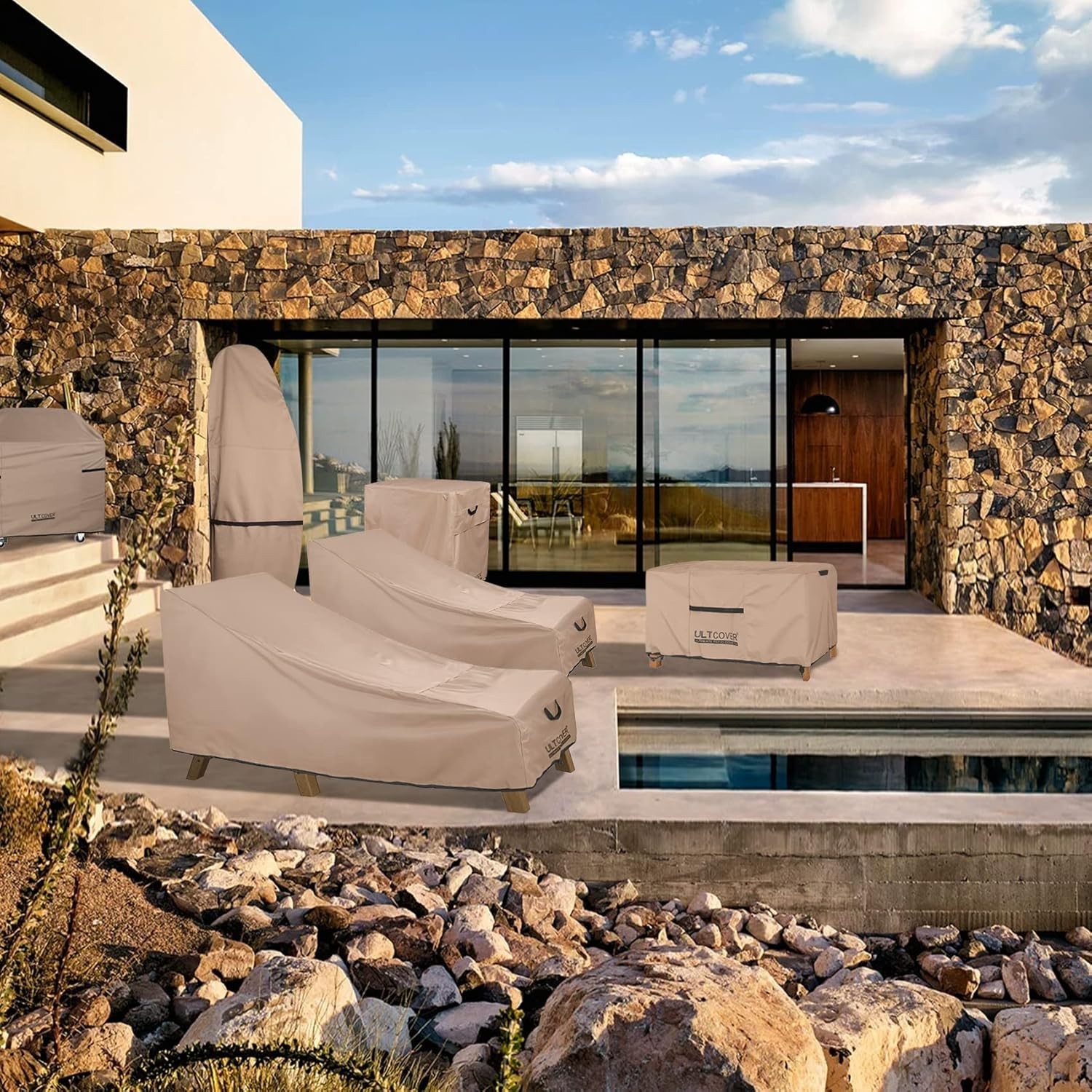 Durable Waterproof Outdoor Lounge Chair Cover - 80L x 28W, Perfect Protection