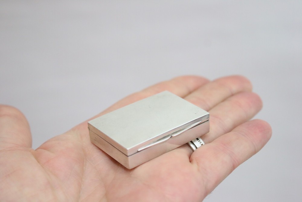 Antique Sterling solid silver double stamp box 43.5g 1900 Cohen & Charles