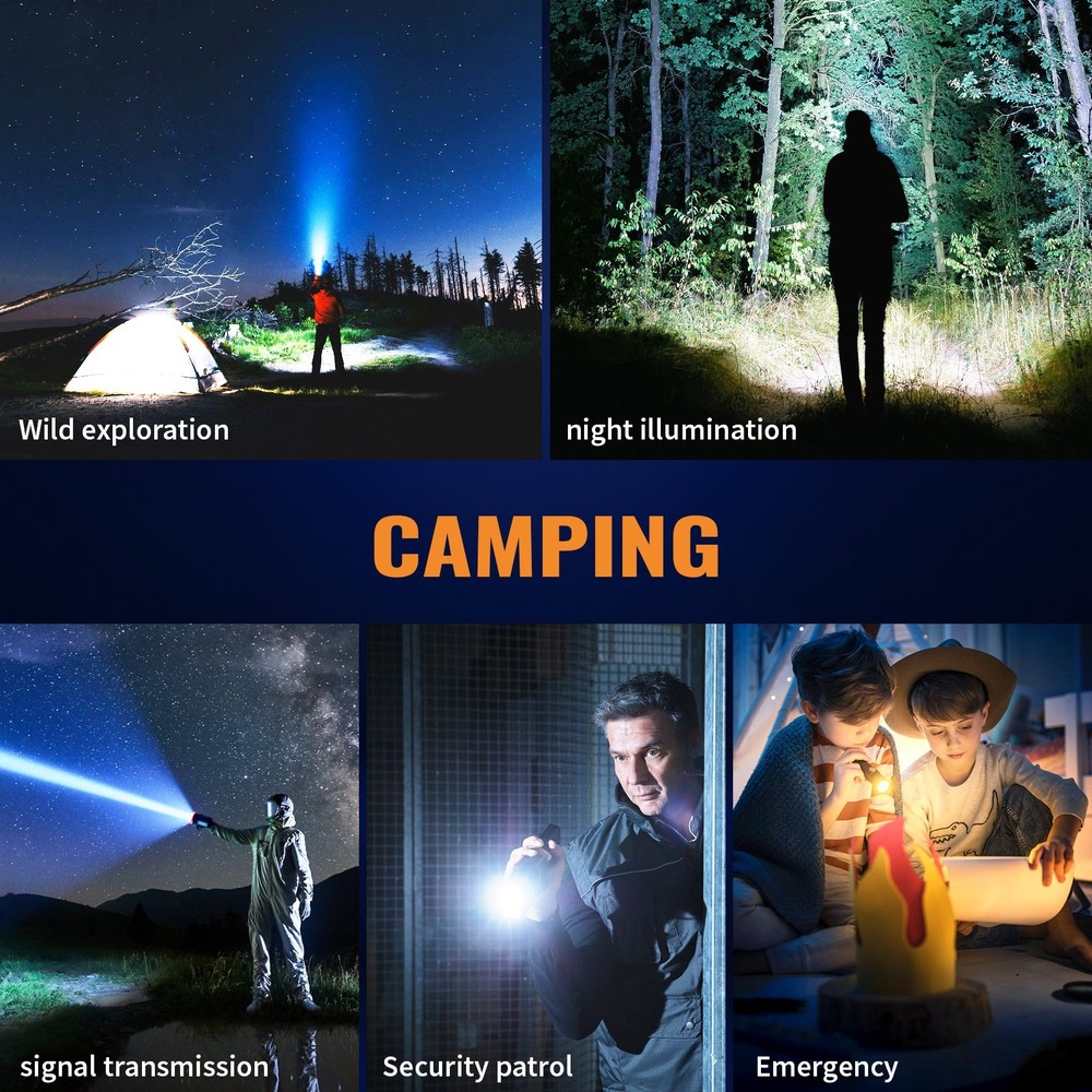 350000000 Lumen Super Bright LED Tactical Flashlight Rechargeable LED Work Light