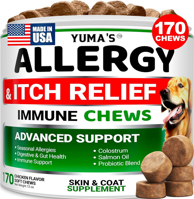 YUMA'S Dog Allergy Relief Chews   Dog Itching Skin Relief Treatment Pills   170