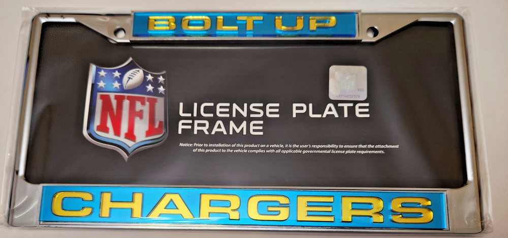 Los Angeles Chargers NFL Silver Laser License Plate Frame