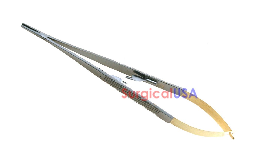 TC Castroviejo Needle Holders 8" Carbide Inserts Serrated Tips Locking Handle