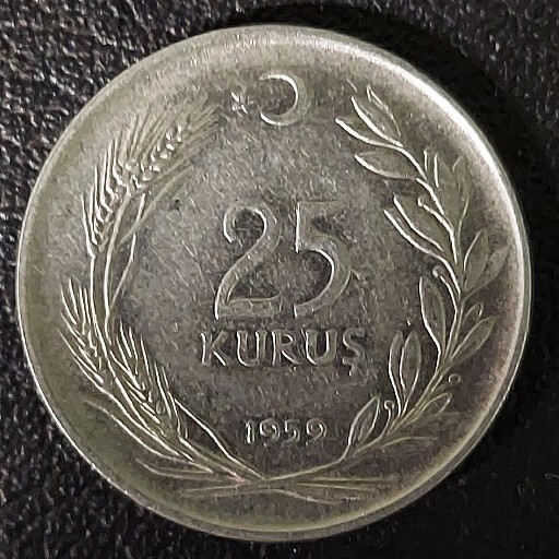 1959 Turkey 25 Kurus~Nice Coin