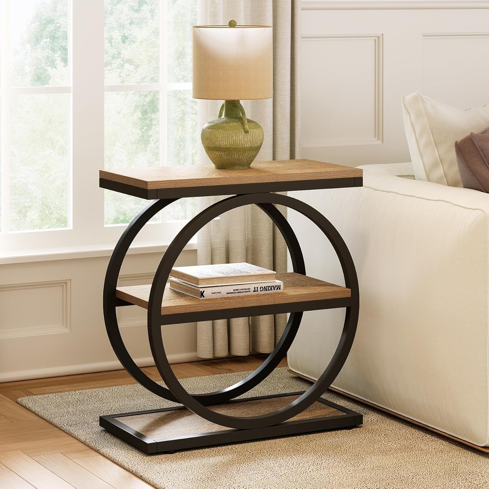 End Table 3-Tier Side Table Slim Sofa Side Table Living Room Tall Bedside Table