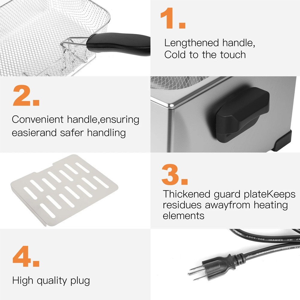 5L Commercial Electric Deep Fryer 2800W Restaurant Stainless Steel