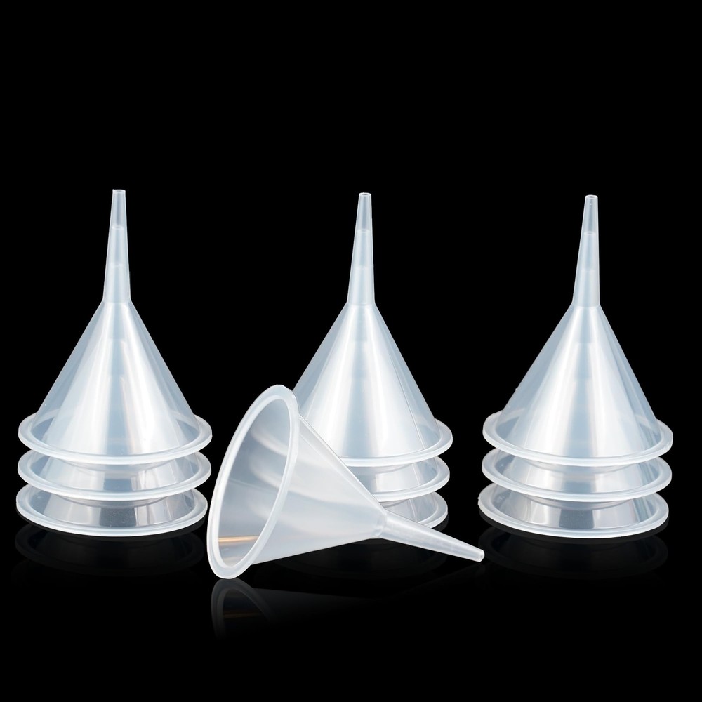 Small Polyethylene Funnel Set, 10Pcs For Kitchen, Perfume, Capsules, Clear