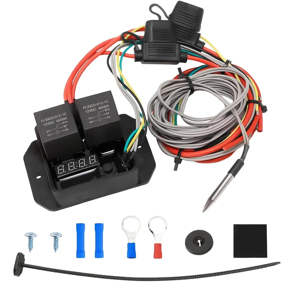 Digital Electric Radiator Fan Controller Kit with Adjustable Temp Range
