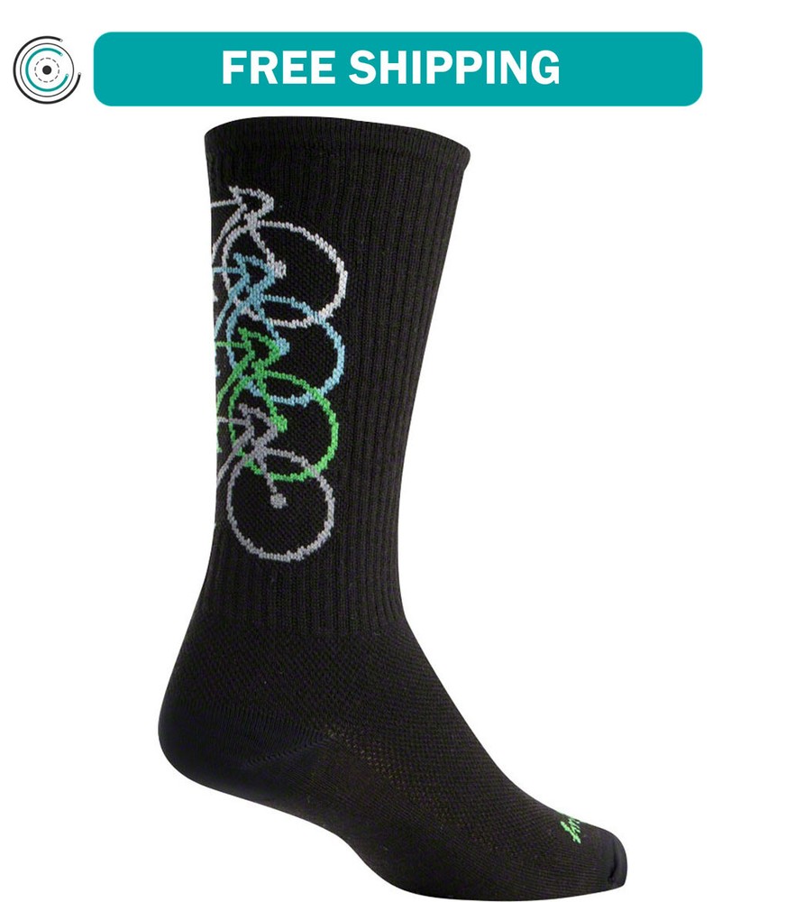 SockGuy Wool Stacked Socks - 6 inch, Black, Small/Medium