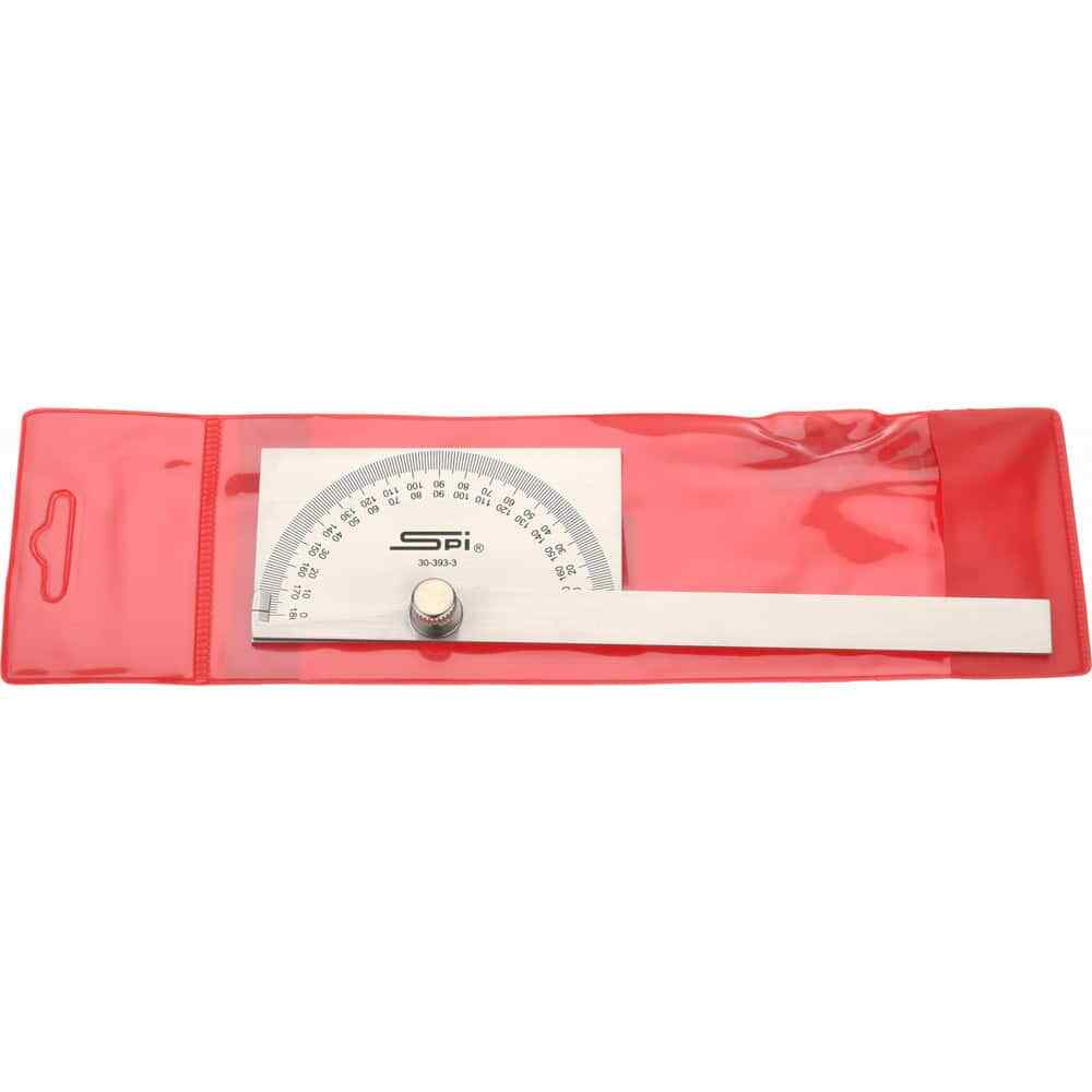 SPI 30-393-3 Rectangular Head Protractor: 6" Blade Length, 180° Meas, 1° Dial...