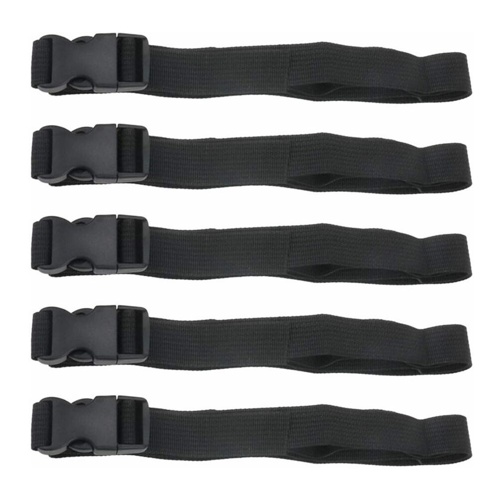 5Pcs Black Nylon Utility Strap 1" x 47" Quick-Release Adjustable Buckle C222