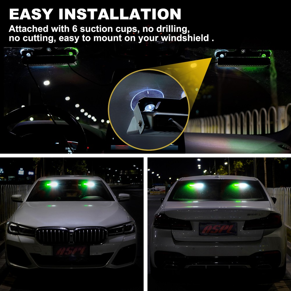 2 in 1 LED Emergency Dash Strobe Lights Windshield Deck Warning Safety Flashing
