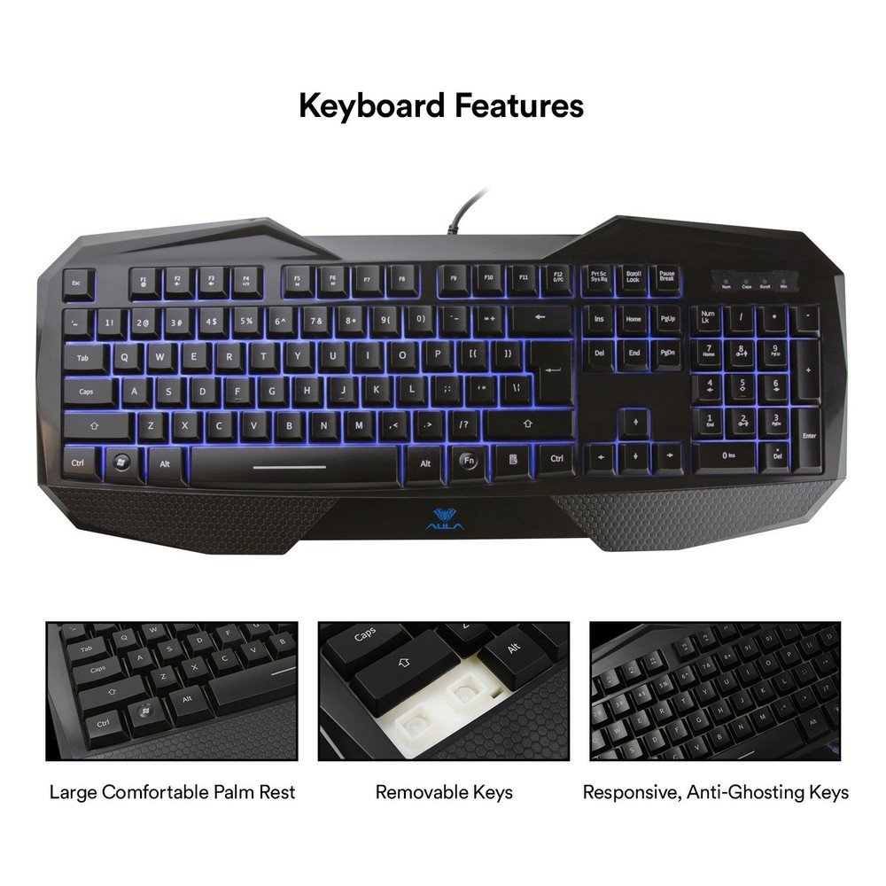 Beastron Backlit Gaming Keyboard and Mouse Combo with Adjustable DPI for Gamers
