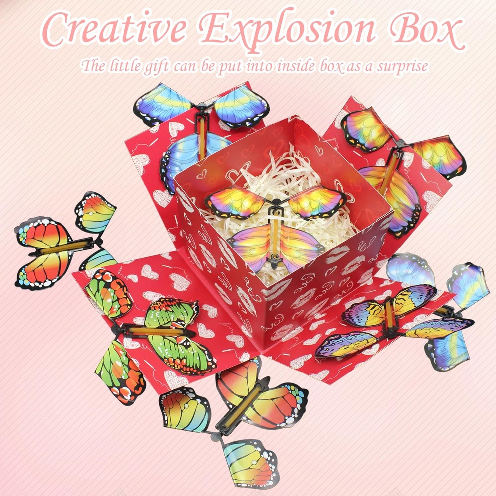 Timisea Butterfly Explosion Gift Box,Two-Layer Flying Butterfly Surprise Box ...
