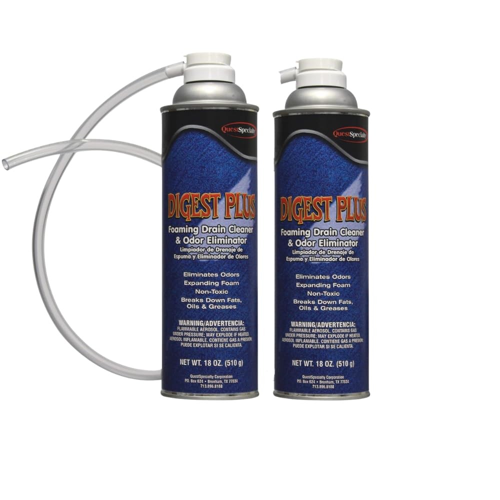 Quest Specialty DIGEST PLUS Foaming Drain Cleaner and Odor 2, Blue