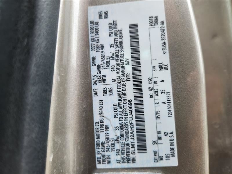 2015 Lincoln MKC Front Dash Mounted Display Screen