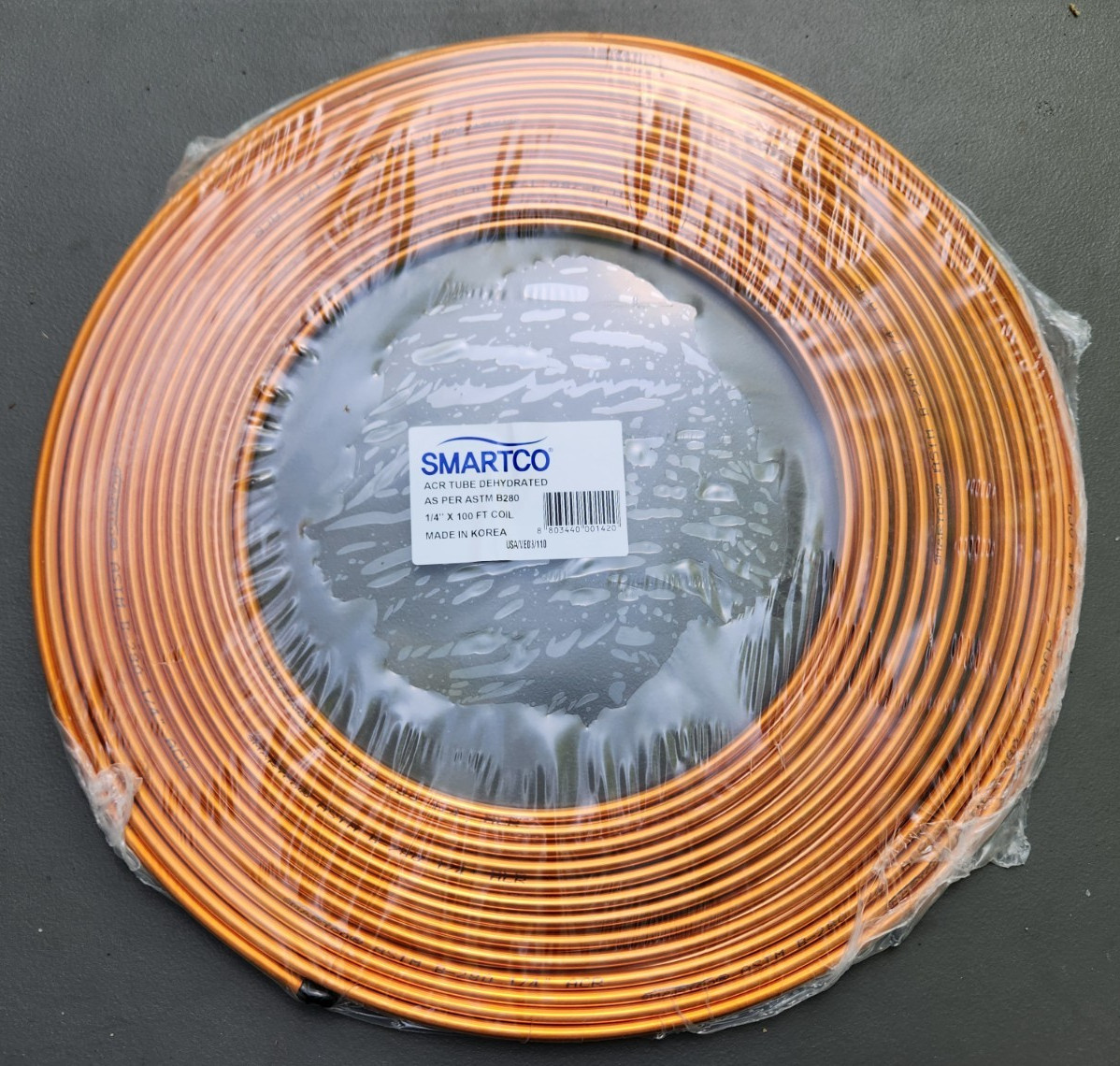 Smartco Acr Tube Dehydrated 1/4" x 100 ft Coil