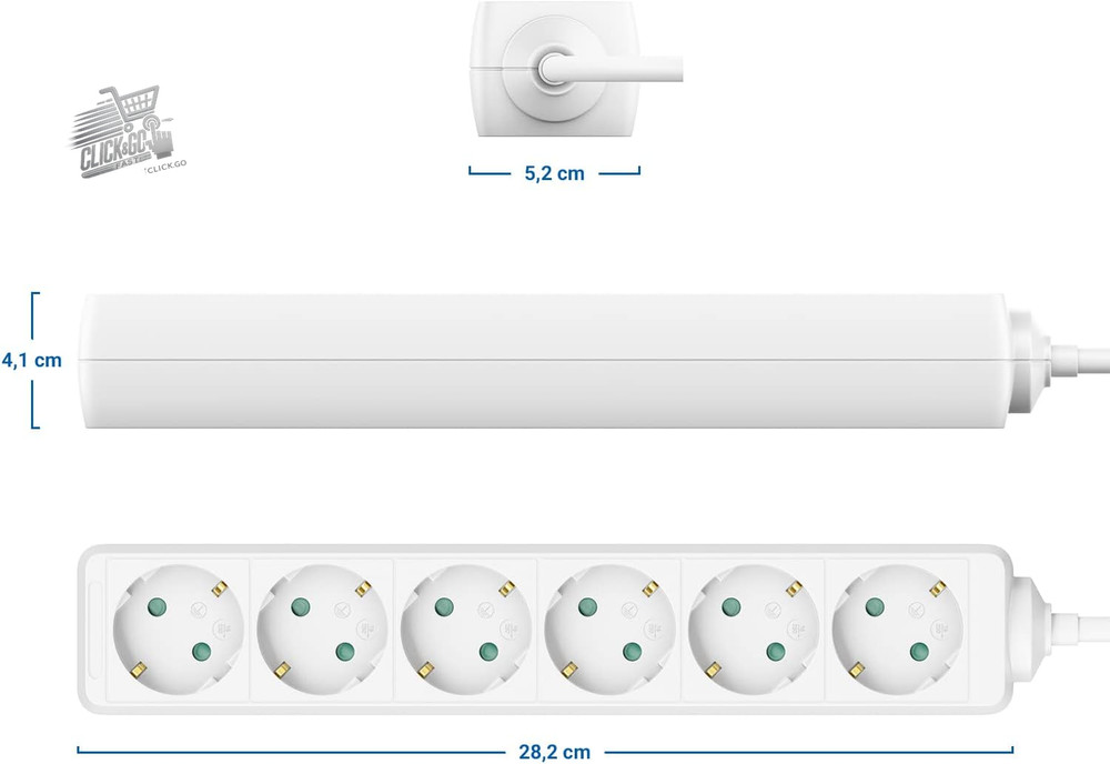 6 Outlet Compartments With Flat Connector Electrical Cable for Inter
