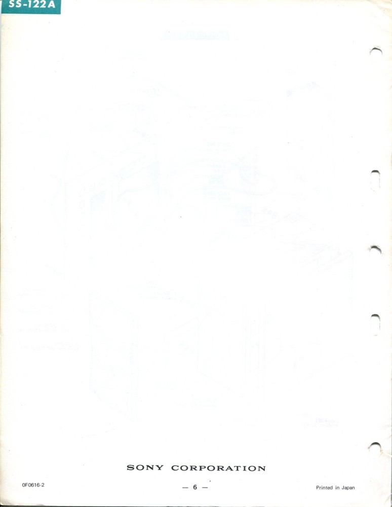 Sony Model SS-122A Speaker System Service Manual